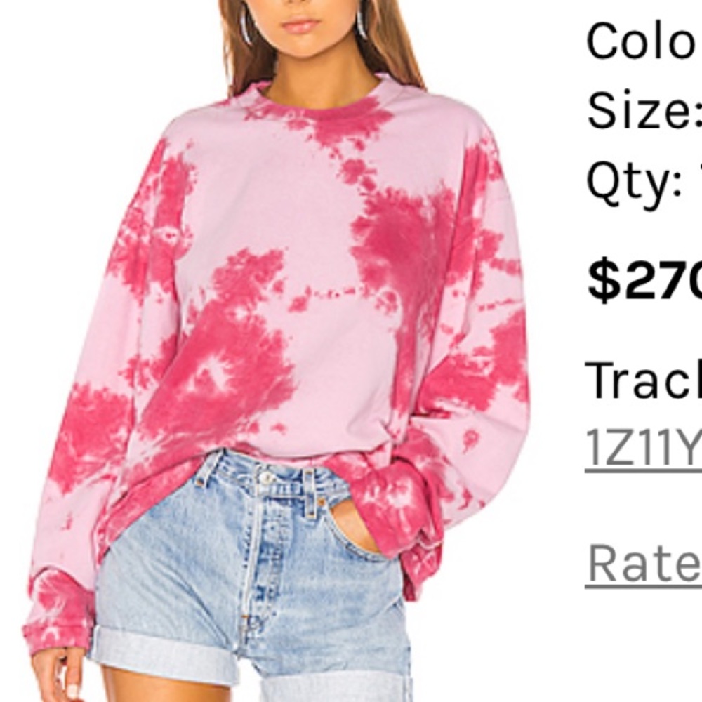 Frankie B sinead tie dye pullover sweatshirt m